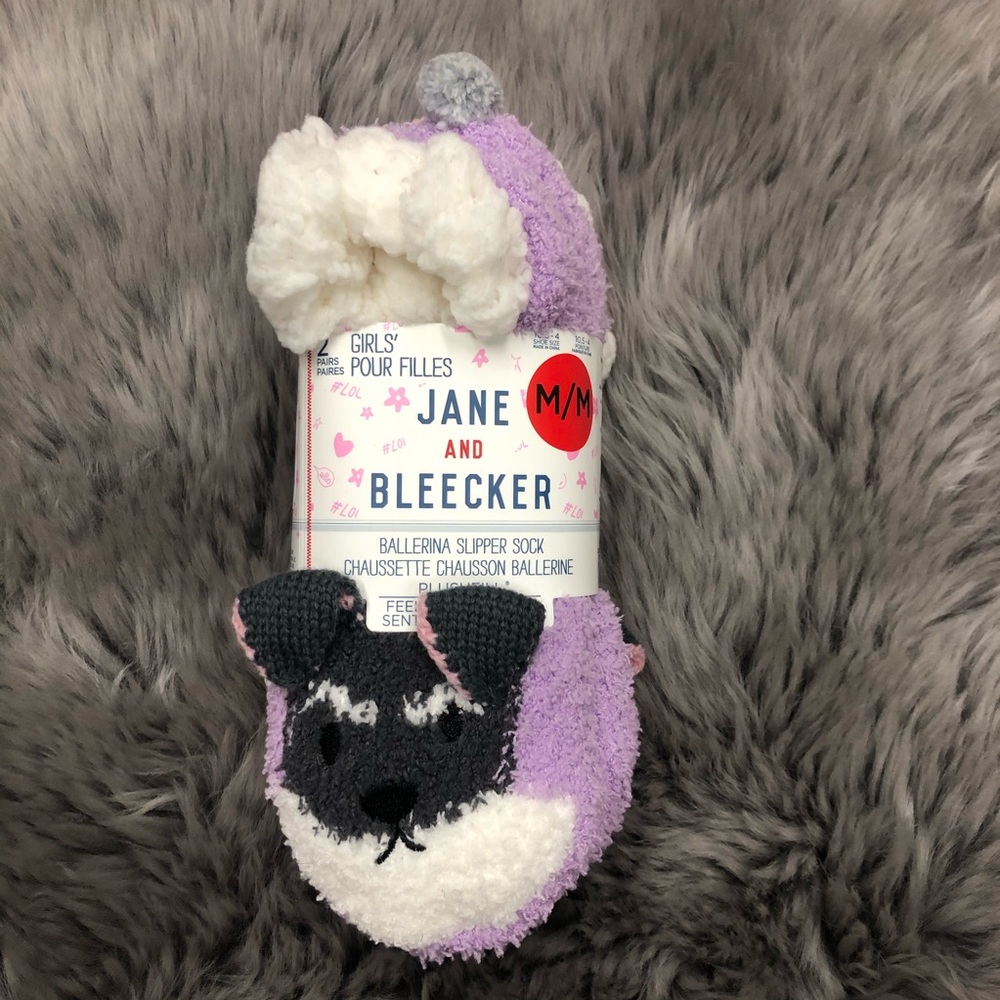 Jane and Bleecker | Girls’ Slipper Socks | Pink & Purple | Various Sizes